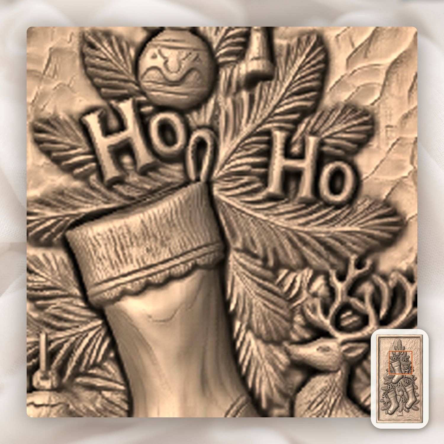 Christmas Tree Stockings CNC Relief STL bas-relief STL — view 8