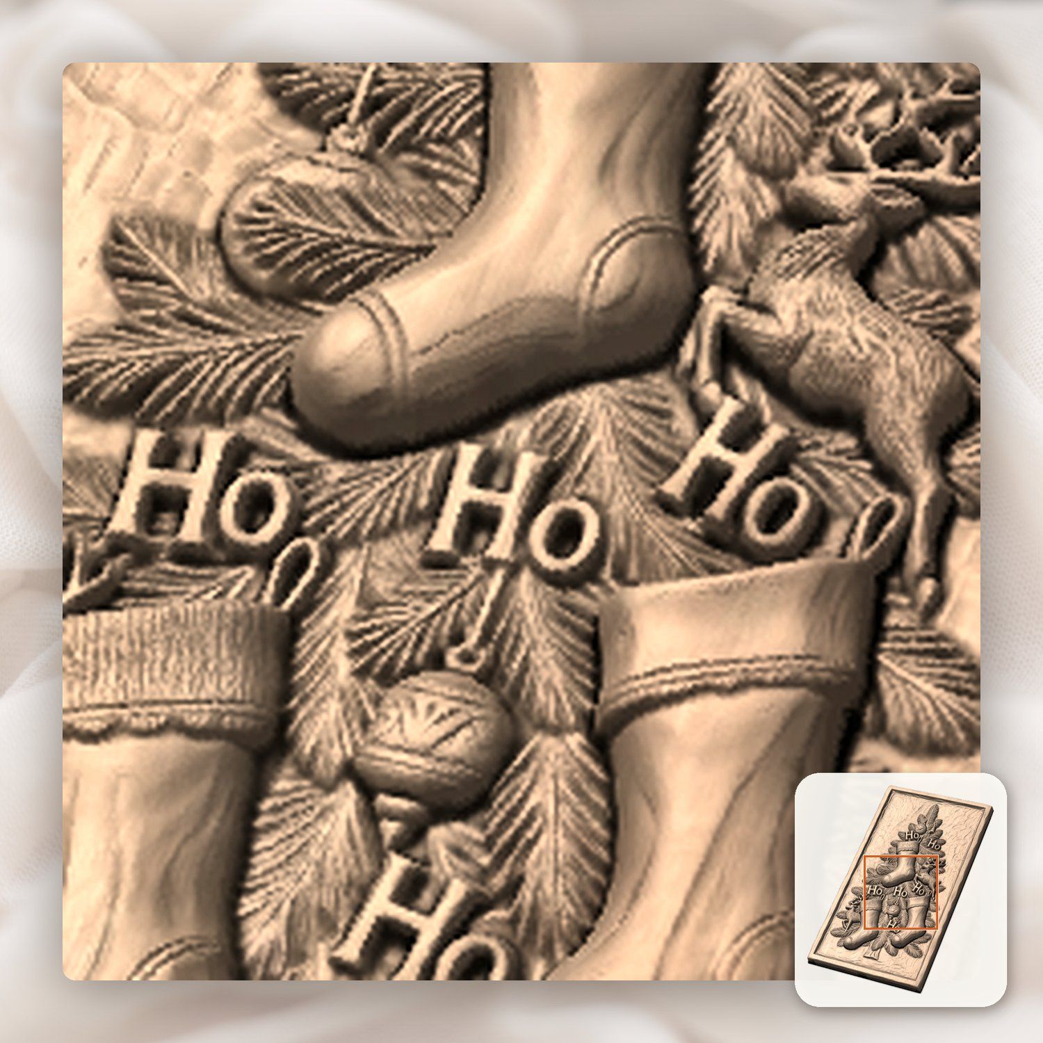 Christmas Tree Stockings CNC Relief STL bas-relief STL — view 9
