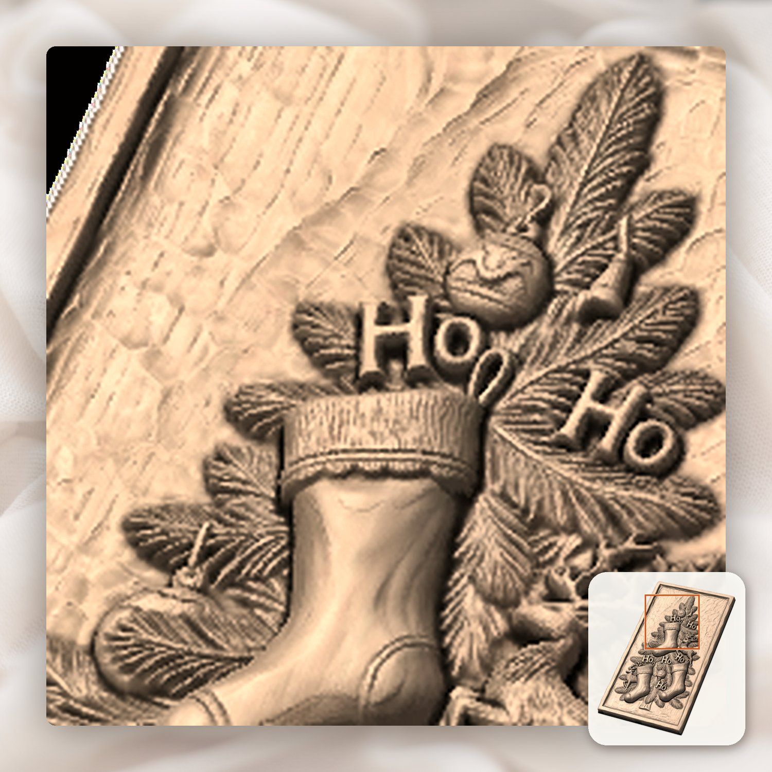 Christmas Tree Stockings CNC Relief STL bas-relief STL — view 10