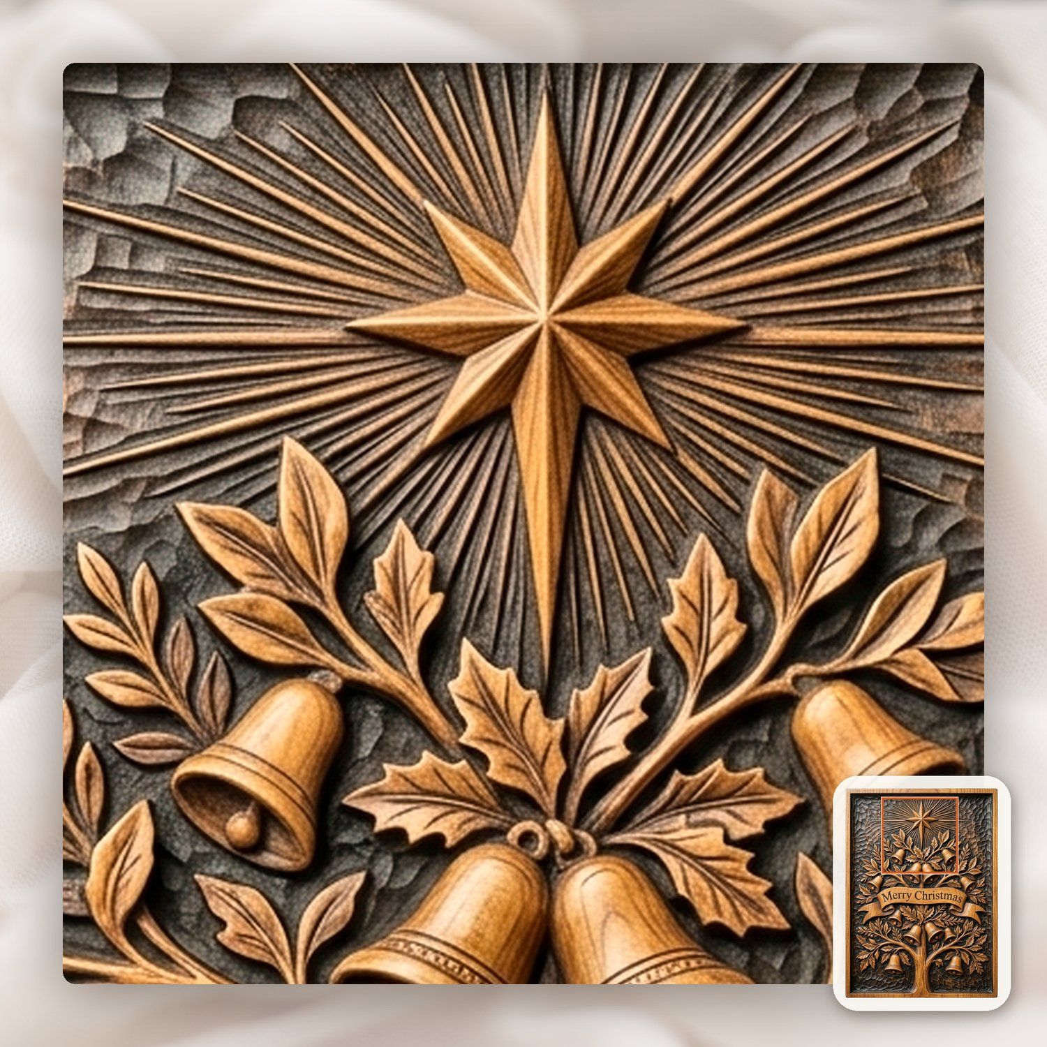 Christmas Tree with Bells CNC Relief STL bas-relief STL — view 12