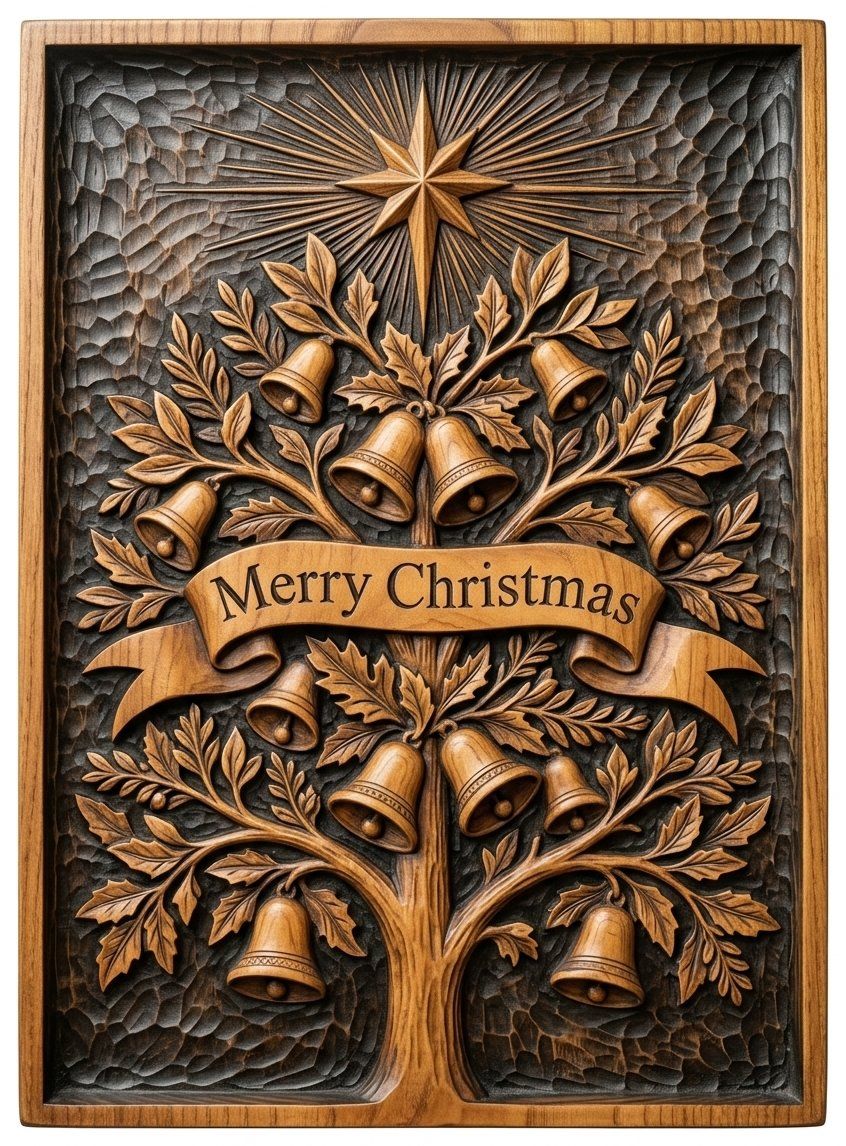 Christmas Tree with Bells CNC Relief STL bas-relief STL — view 13