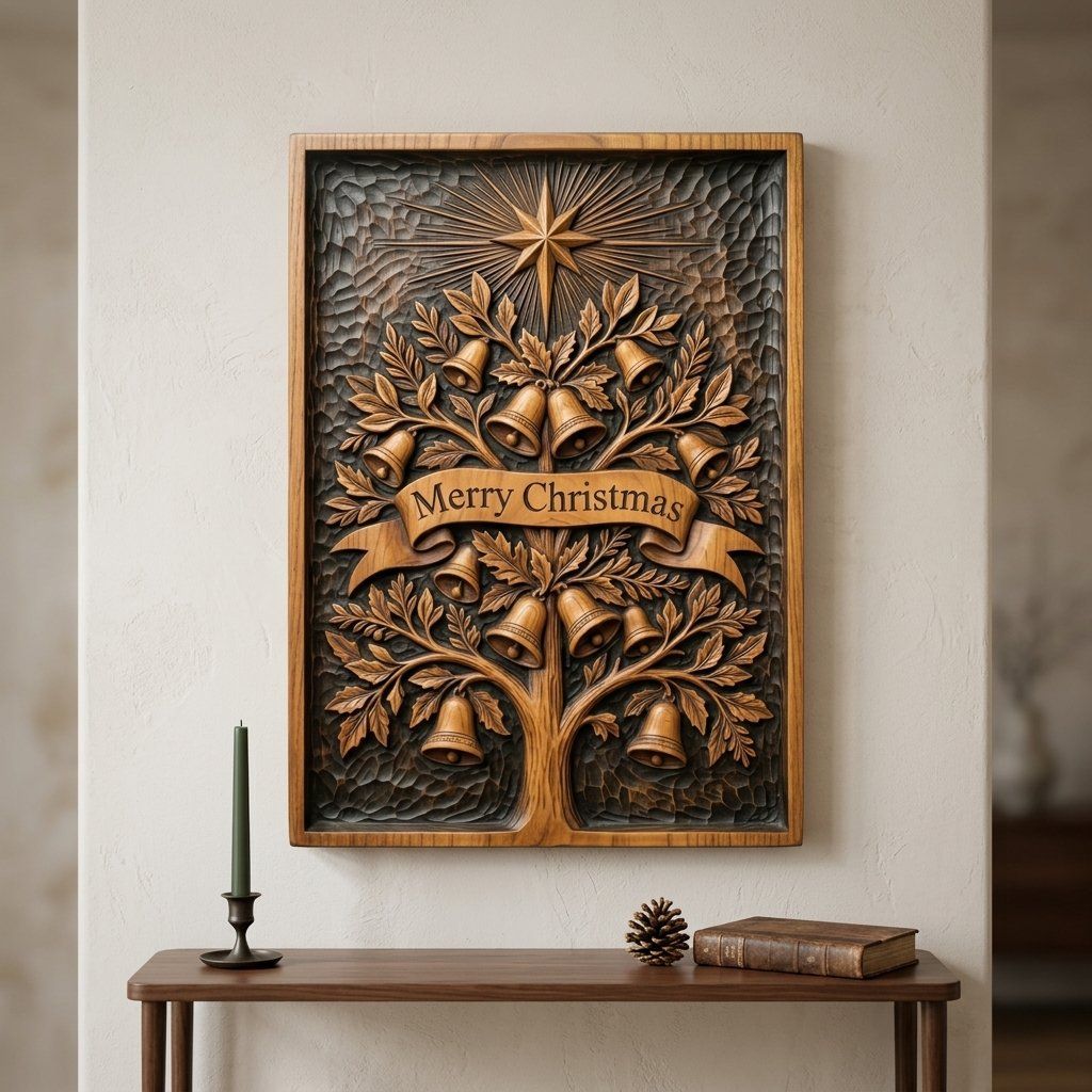 Christmas Tree with Bells CNC Relief STL bas-relief STL — view 14