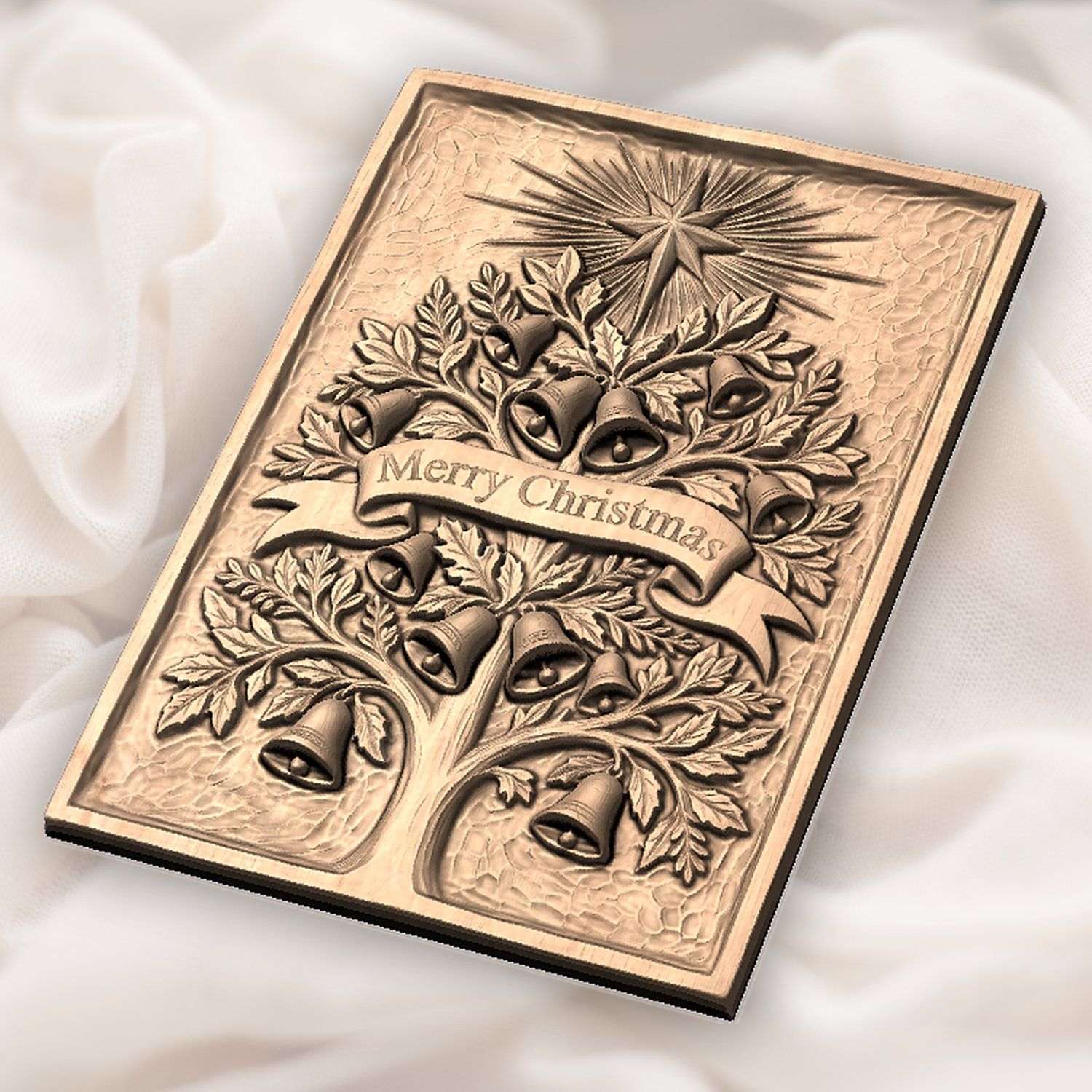 Christmas Tree with Bells CNC Relief STL bas-relief STL — view 5