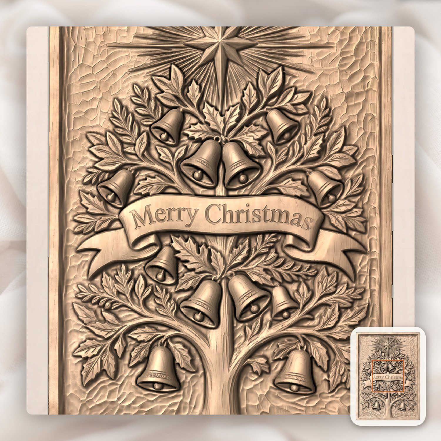 Christmas Tree with Bells CNC Relief STL bas-relief STL — view 6