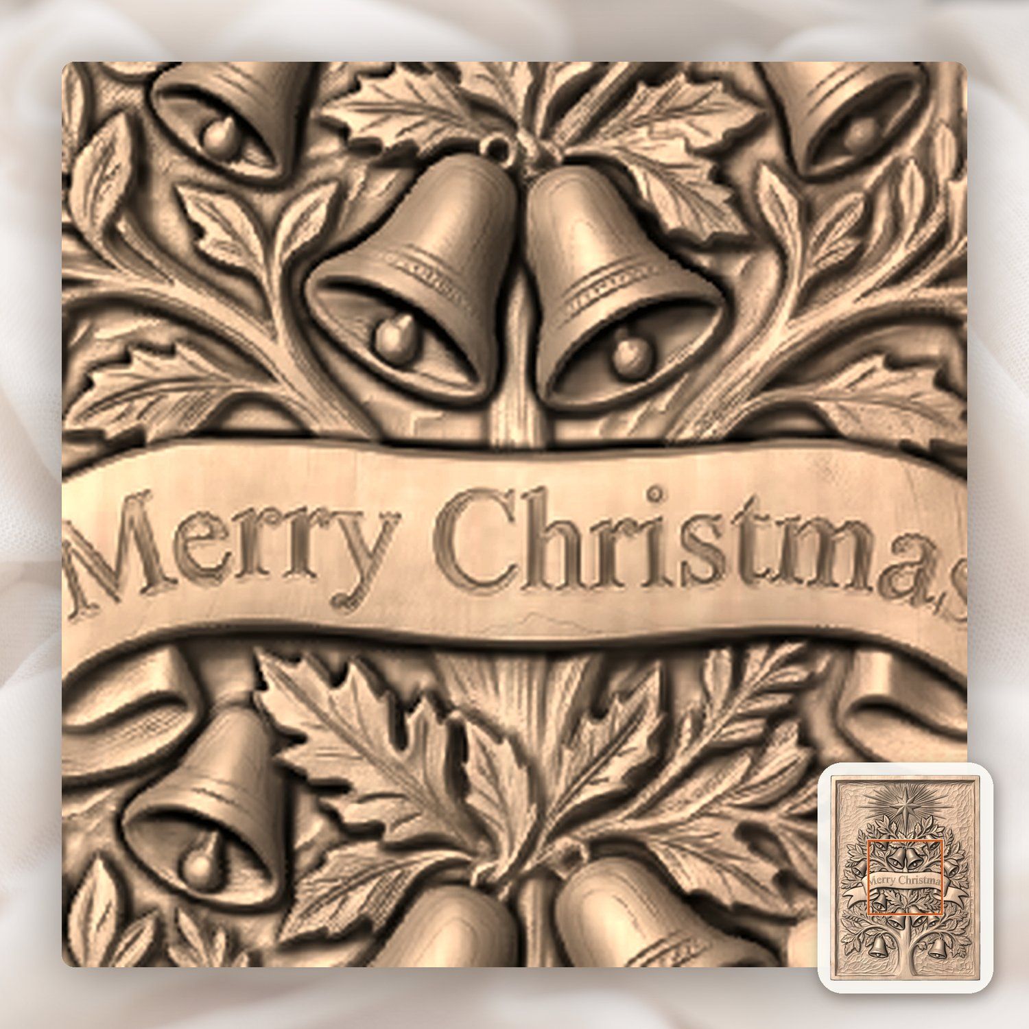 Christmas Tree with Bells CNC Relief STL bas-relief STL — view 7