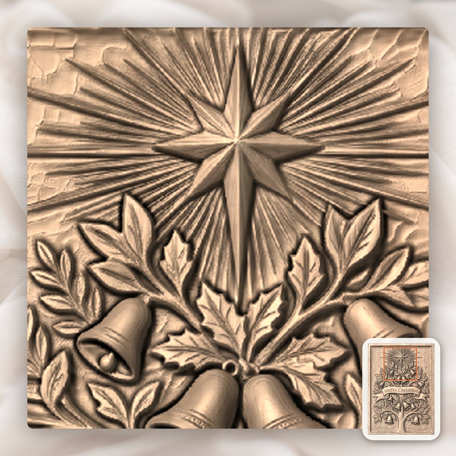 Christmas Tree with Bells CNC Relief STL bas-relief STL — view 8