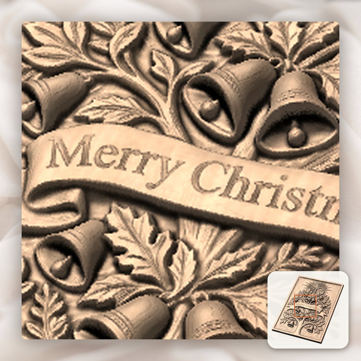 Christmas Tree with Bells CNC Relief STL bas-relief STL — view 9