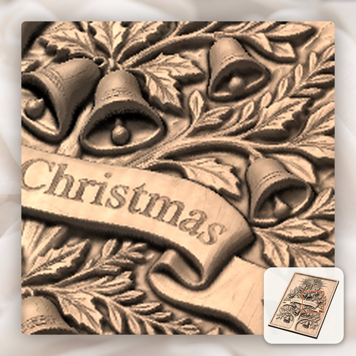 Christmas Tree with Bells CNC Relief STL bas-relief STL — view 10