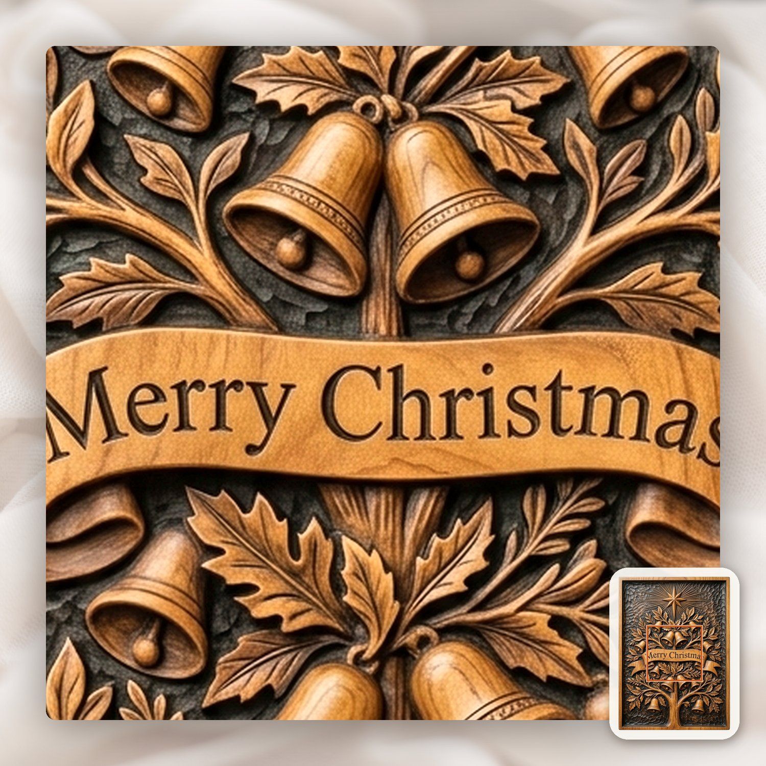 Christmas Tree with Bells CNC Relief STL bas-relief STL — view 11