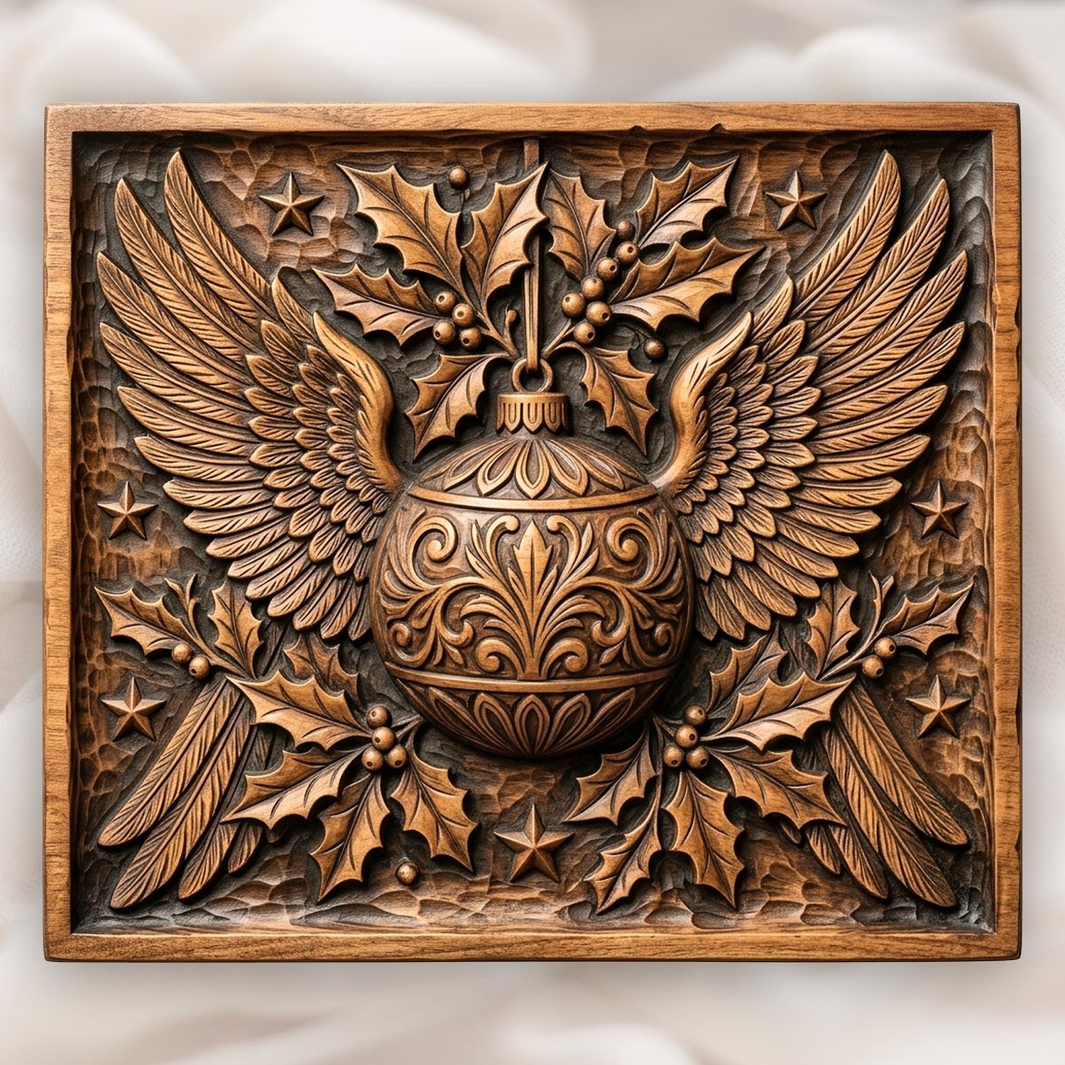 Christmas Winged Ornament Bauble CNC Relief STL bas-relief STL design
