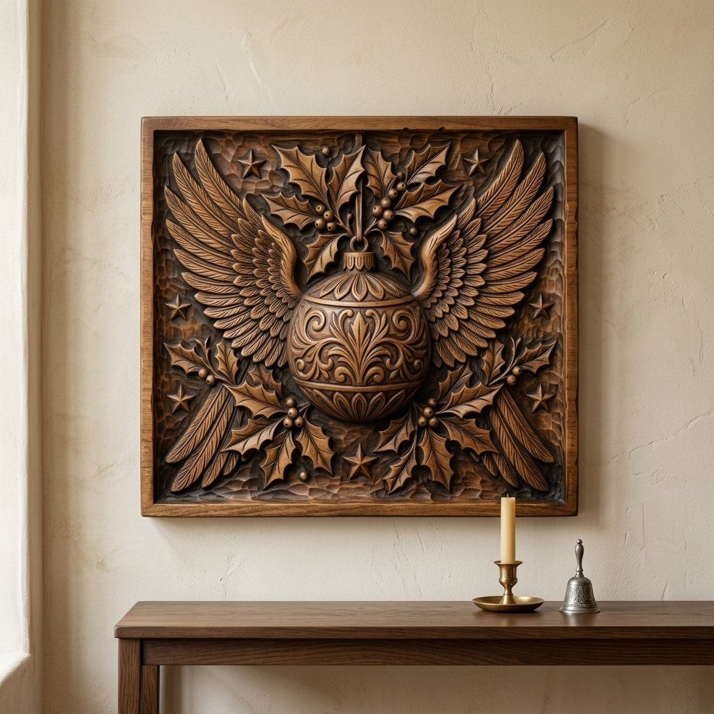 Christmas Winged Ornament Bauble CNC Relief STL bas-relief STL — view 13