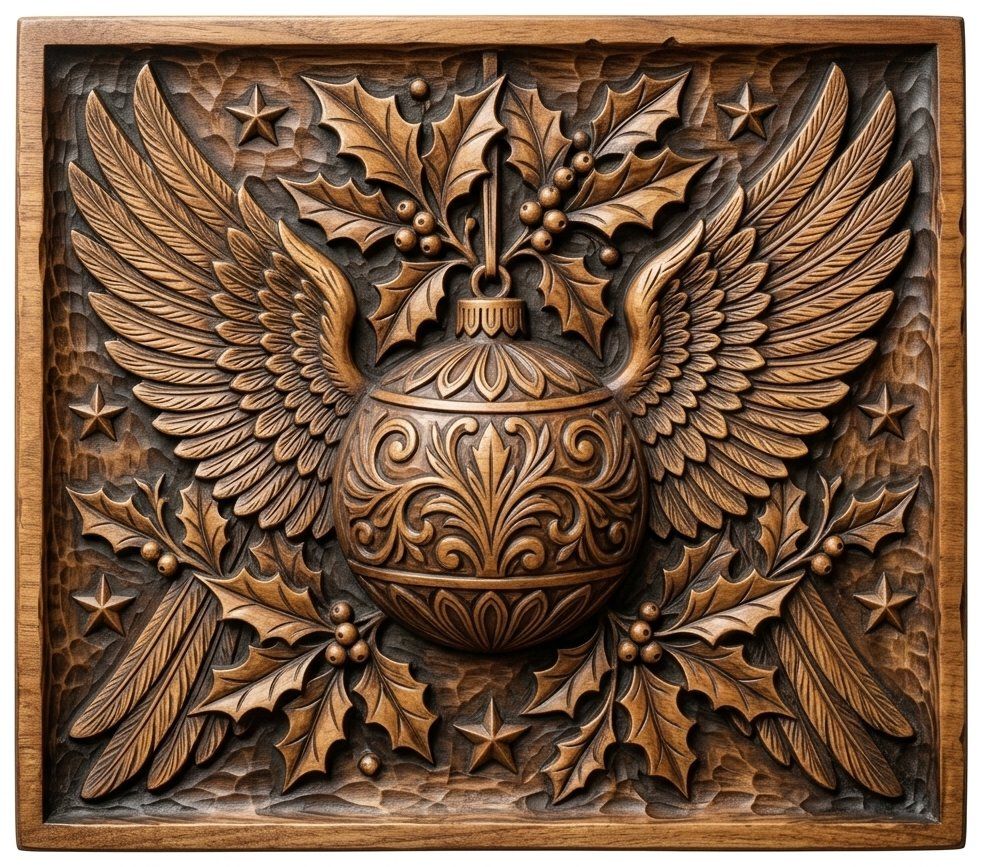 Christmas Winged Ornament Bauble CNC Relief STL bas-relief STL — view 14