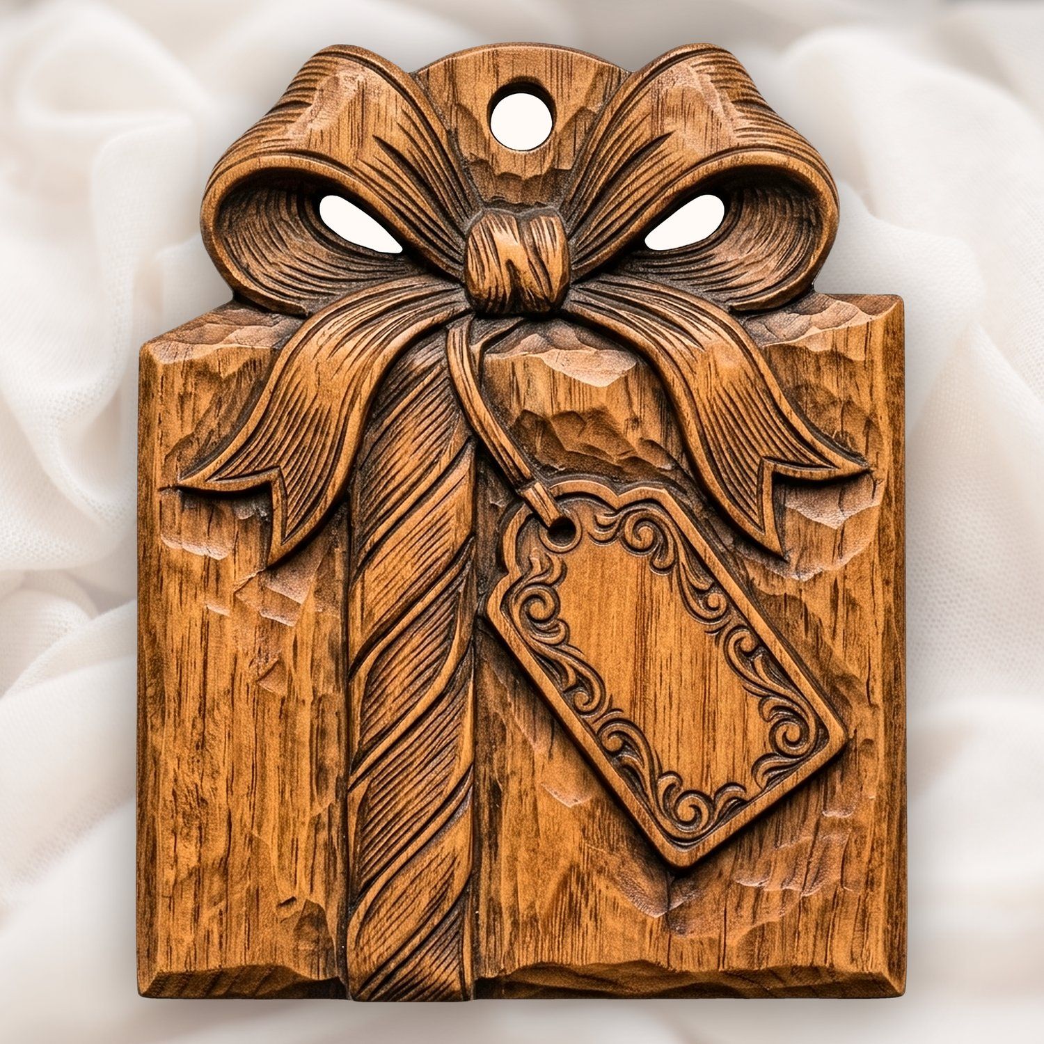 Christmas Wrapped Gift Ornament CNC Relief STL bas-relief STL — view 4