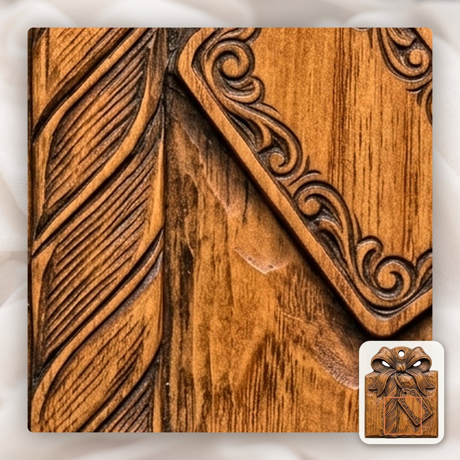 Christmas Wrapped Gift Ornament CNC Relief STL bas-relief STL — view 13