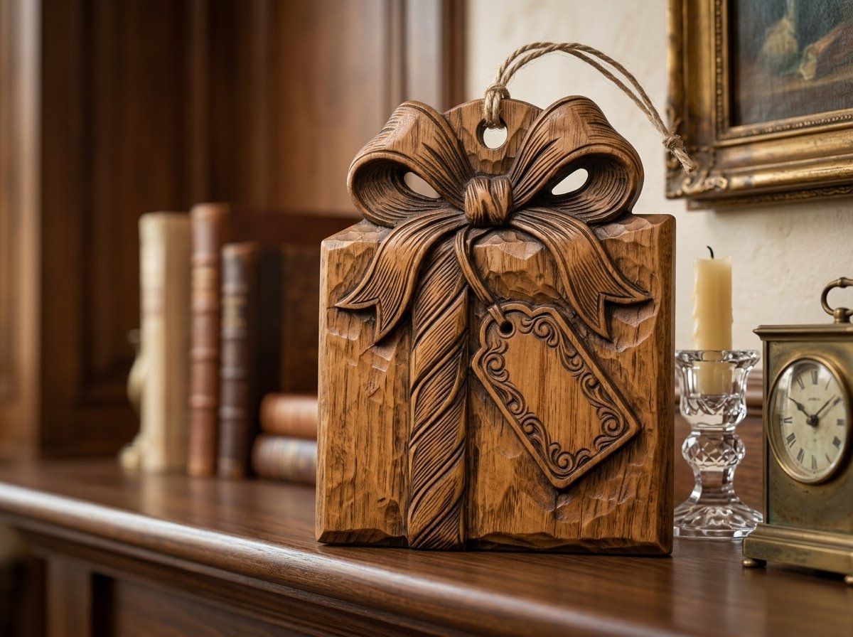 Christmas Wrapped Gift Ornament CNC Relief STL bas-relief STL — view 12