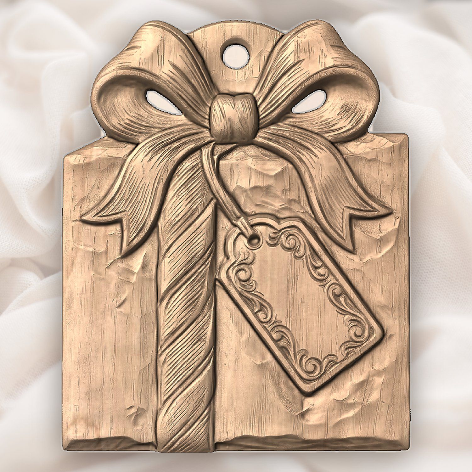 Christmas Wrapped Gift Ornament CNC Relief STL bas-relief STL — view 5