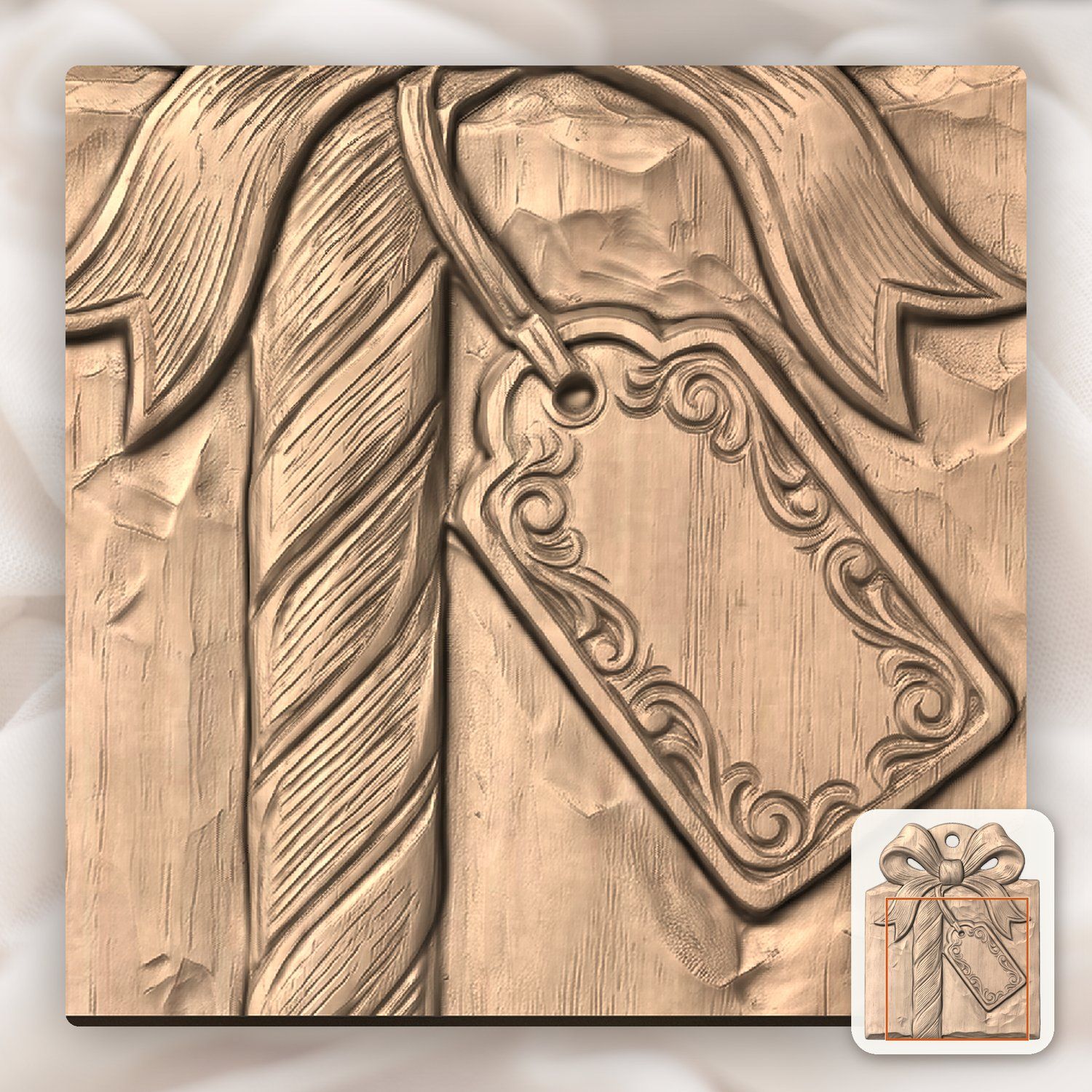 Christmas Wrapped Gift Ornament CNC Relief STL bas-relief STL — view 9