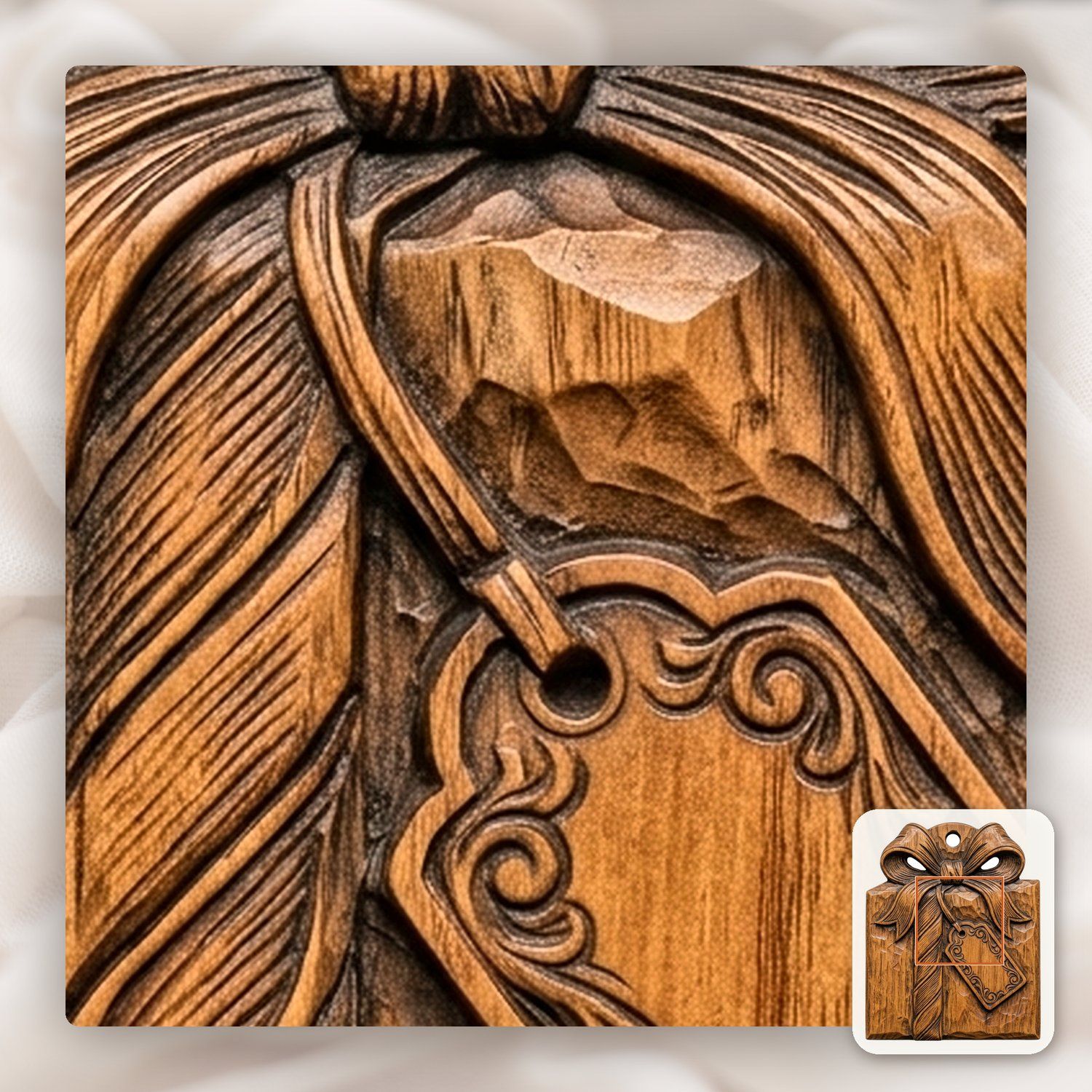 Christmas Wrapped Gift Ornament CNC Relief STL bas-relief STL — view 11