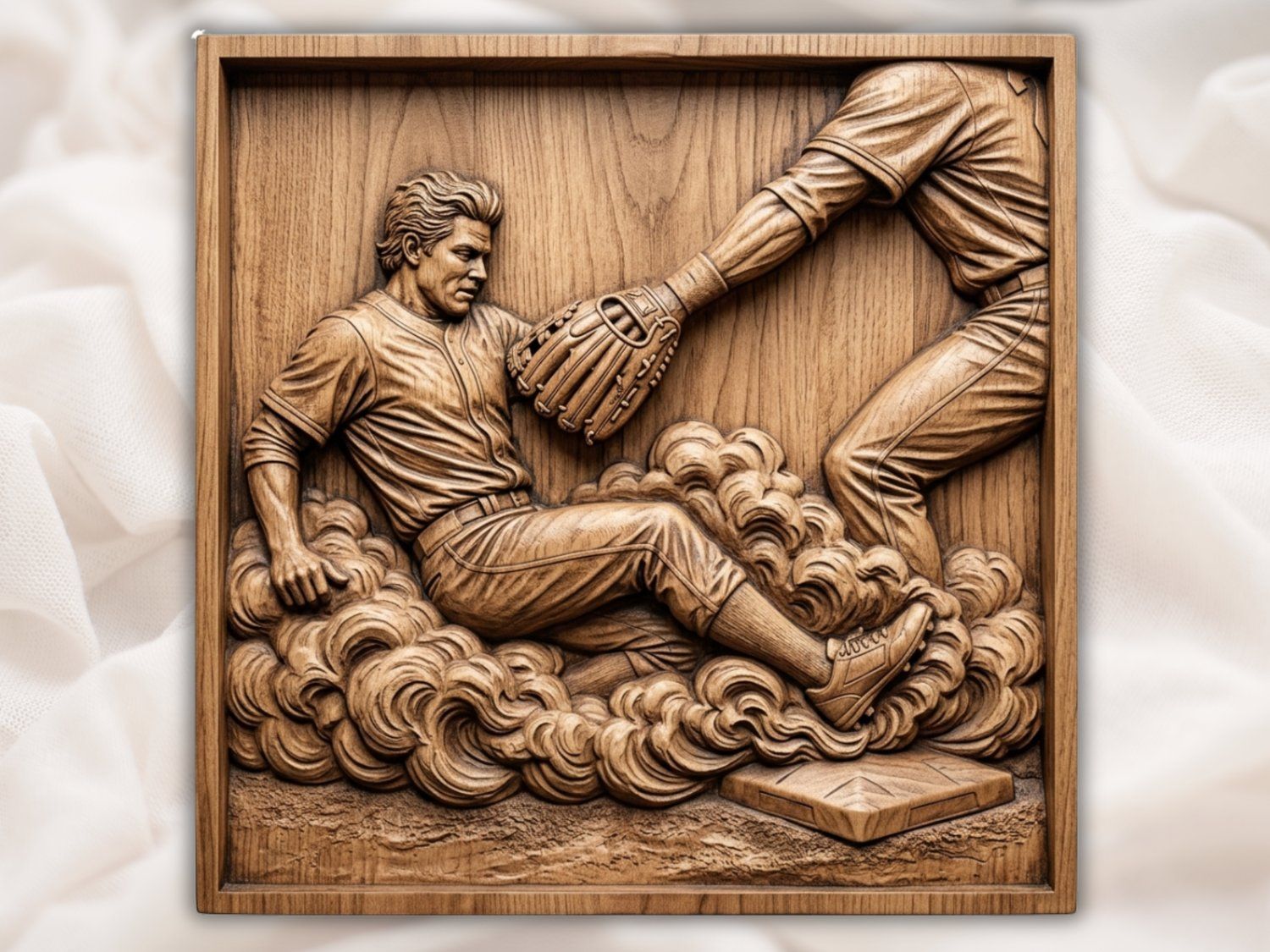 Classic Baseball Slide Home Plate CNC Relief STL bas-relief STL — view 2