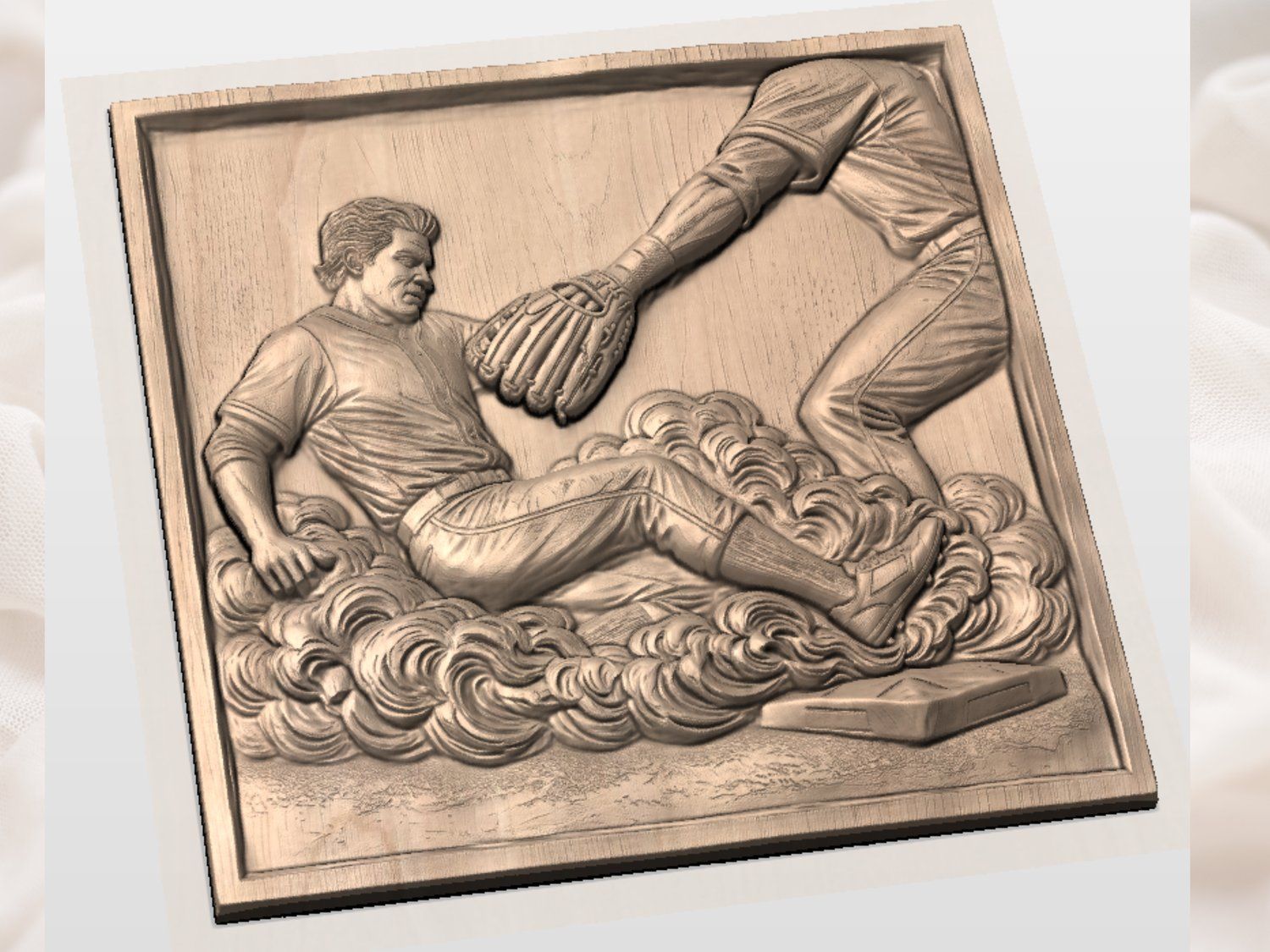 Classic Baseball Slide Home Plate CNC Relief STL bas-relief STL — view 3