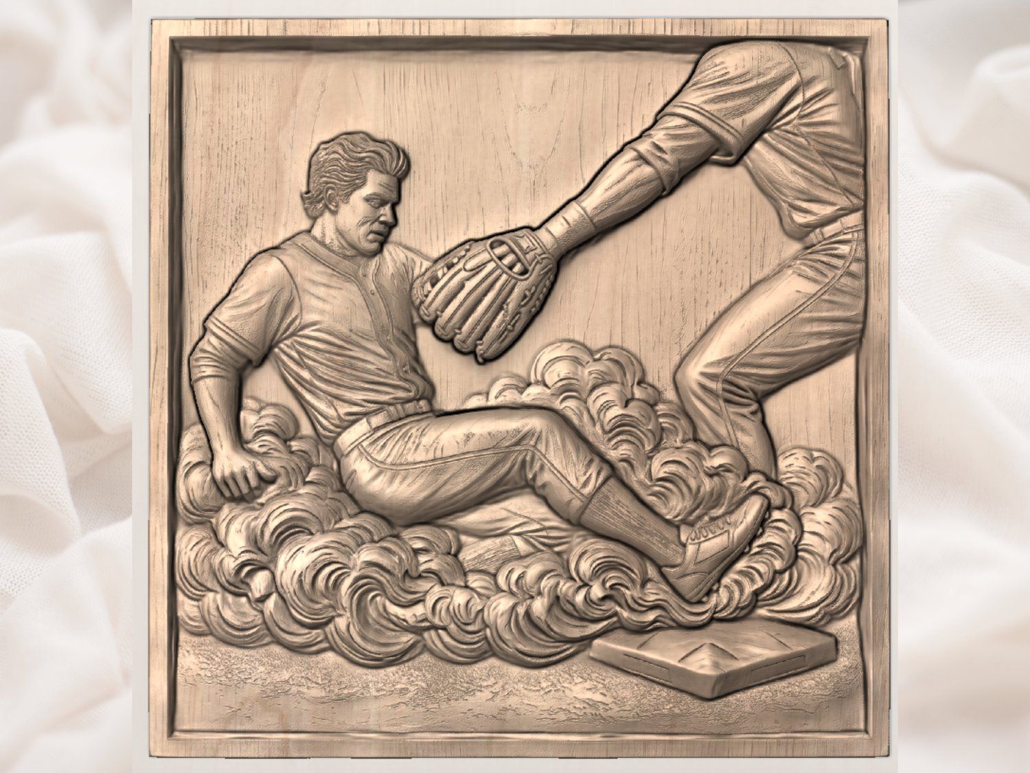 Classic Baseball Slide Home Plate CNC Relief STL bas-relief STL — view 4