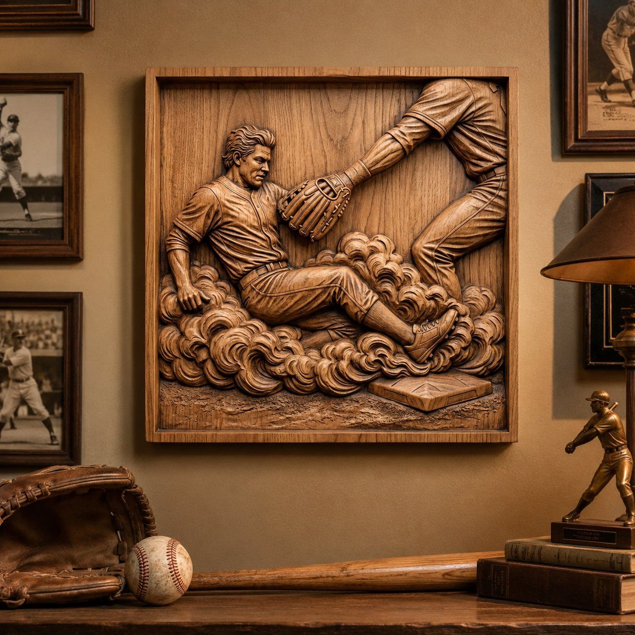 Classic Baseball Slide Home Plate CNC Relief STL bas-relief STL — view 5