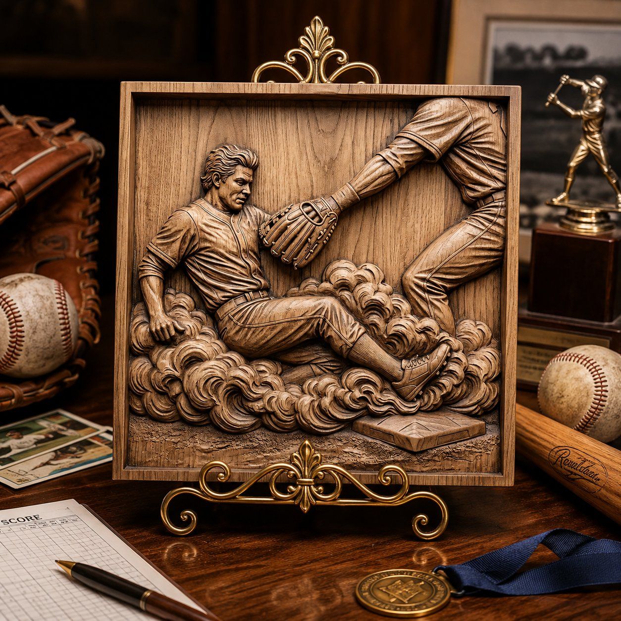 Classic Baseball Slide Home Plate CNC Relief STL bas-relief STL — view 6