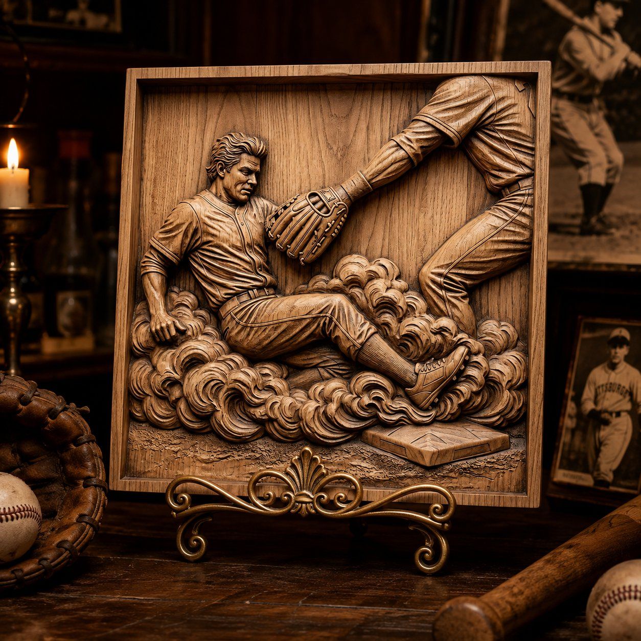 Classic Baseball Slide Home Plate CNC Relief STL bas-relief STL — view 9