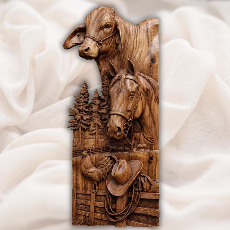 Cowboy & Horse 10-File STL Bundle for Western CNC Relief Carving bas-relief STL — view 10