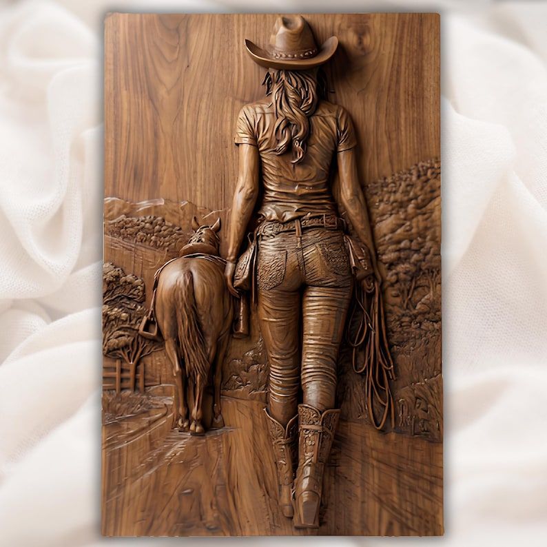 Cowboy & Horse 10-File STL Bundle for Western CNC Relief Carving bas-relief STL — view 2