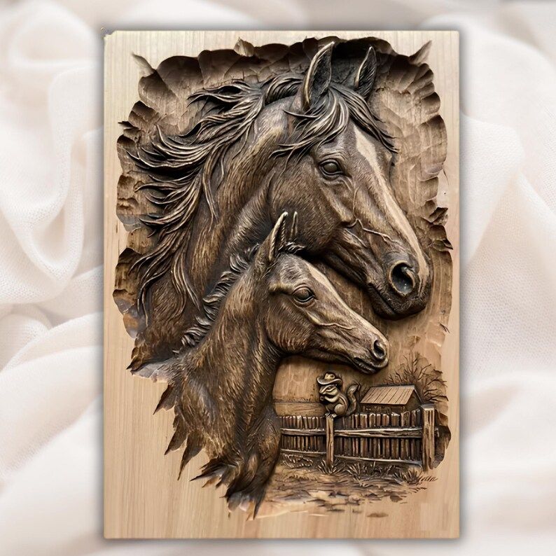 Cowboy & Horse 10-File STL Bundle for Western CNC Relief Carving bas-relief STL — view 4