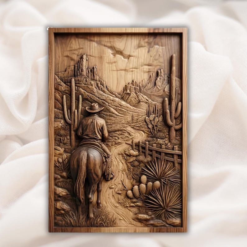 Cowboy & Horse 10-File STL Bundle for Western CNC Relief Carving bas-relief STL — view 7