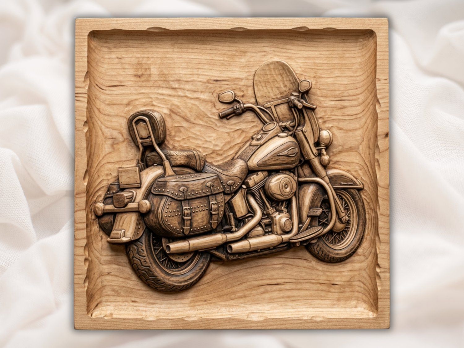 Classic Cruiser Motorcycle Wall Art Panel bas-relief STL — view 2