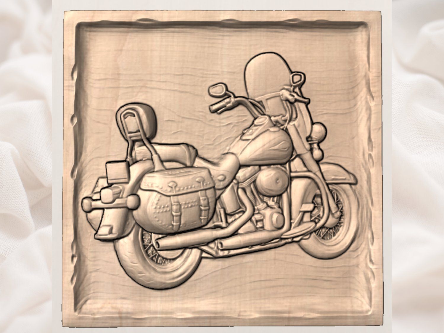 Classic Cruiser Motorcycle Wall Art Panel bas-relief STL — view 3