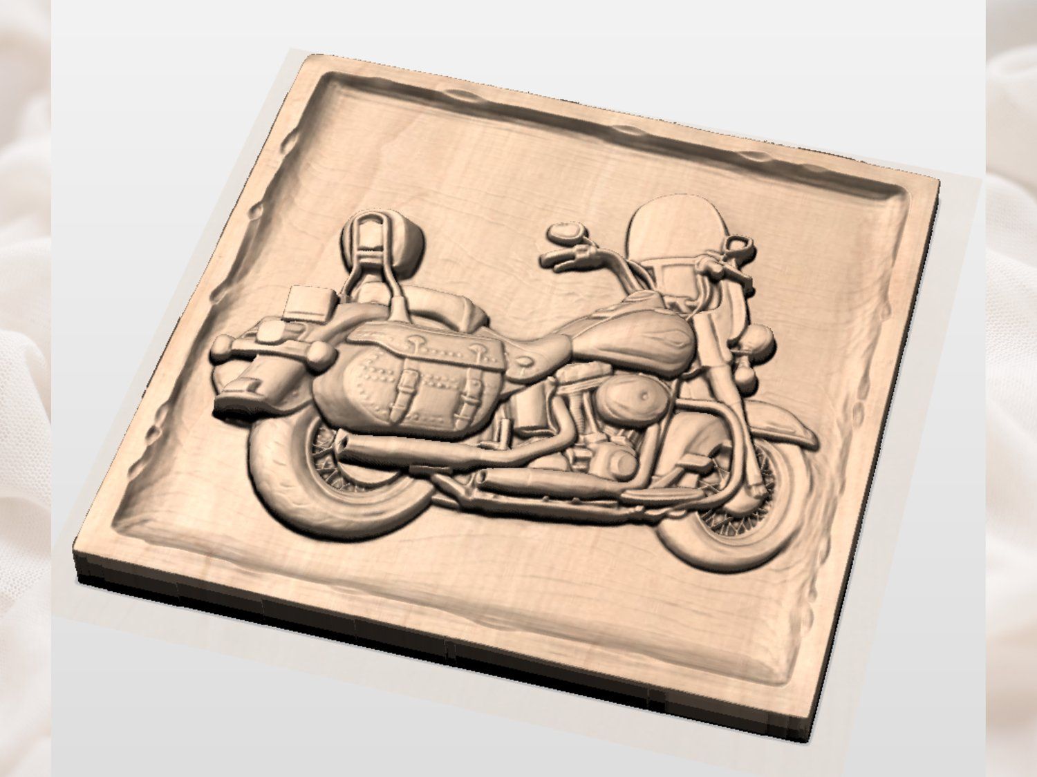 Classic Cruiser Motorcycle Wall Art Panel bas-relief STL — view 4