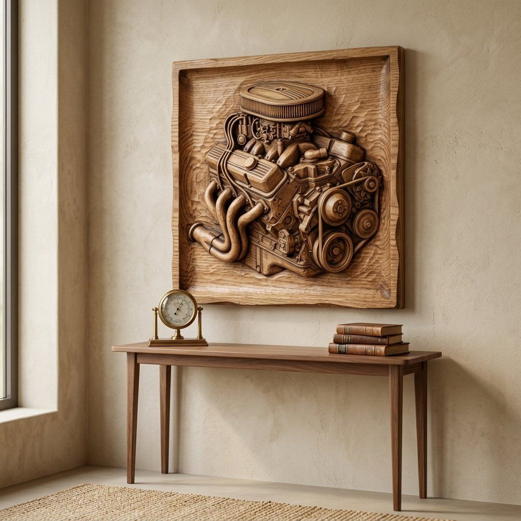 Classic V8 Engine Hot Rod CNC Relief STL bas-relief STL — view 13