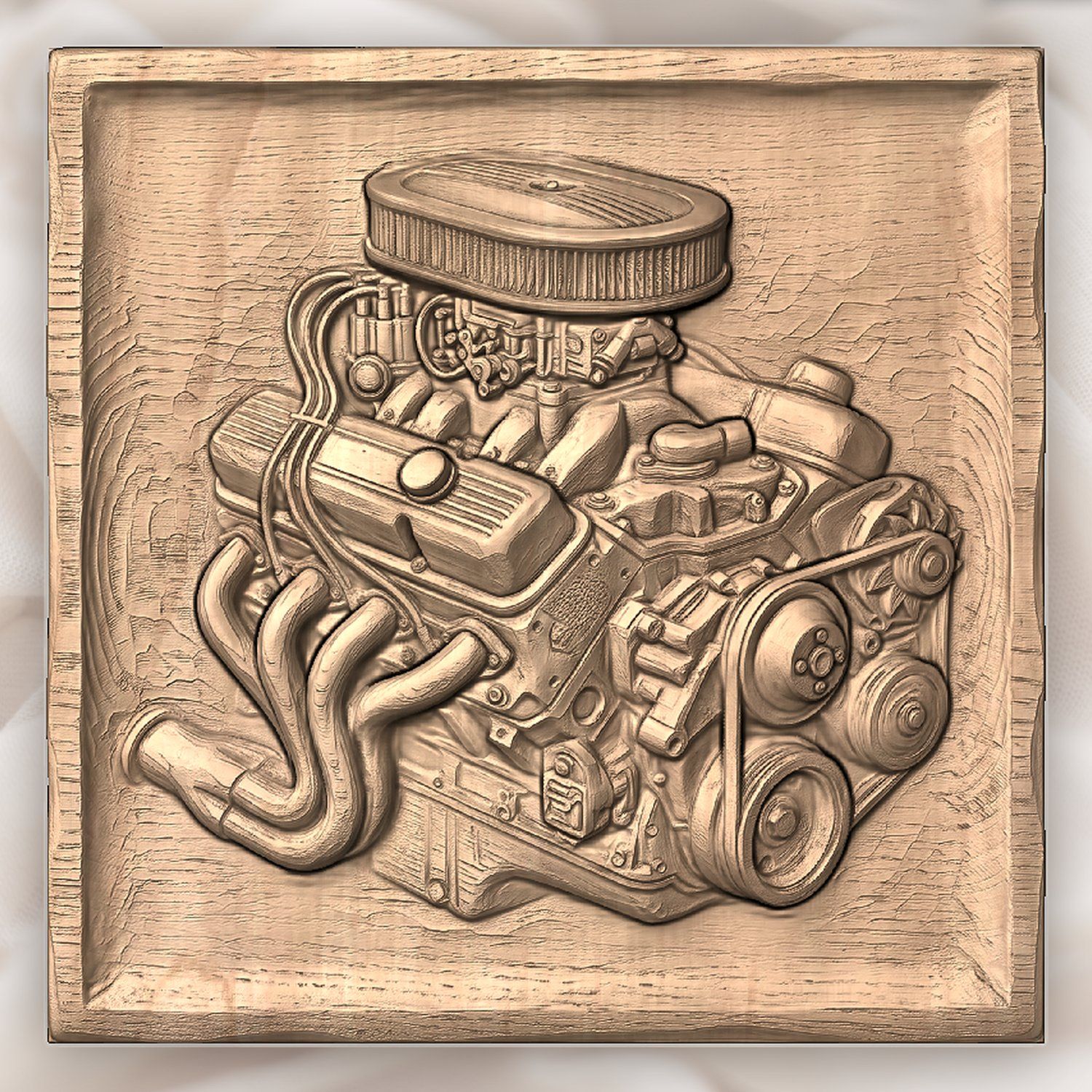 Classic V8 Engine Hot Rod CNC Relief STL bas-relief STL — view 4