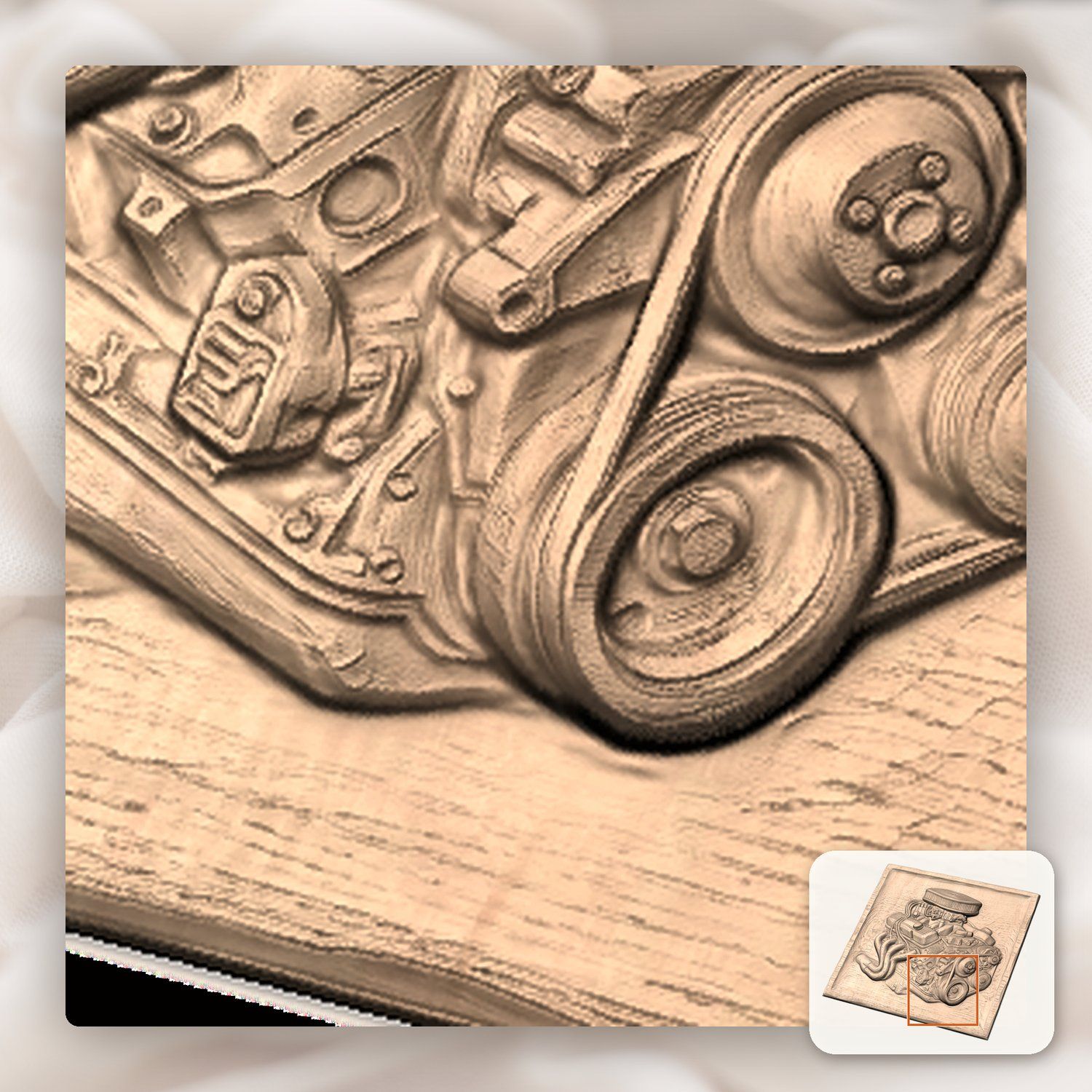 Classic V8 Engine Hot Rod CNC Relief STL bas-relief STL — view 10