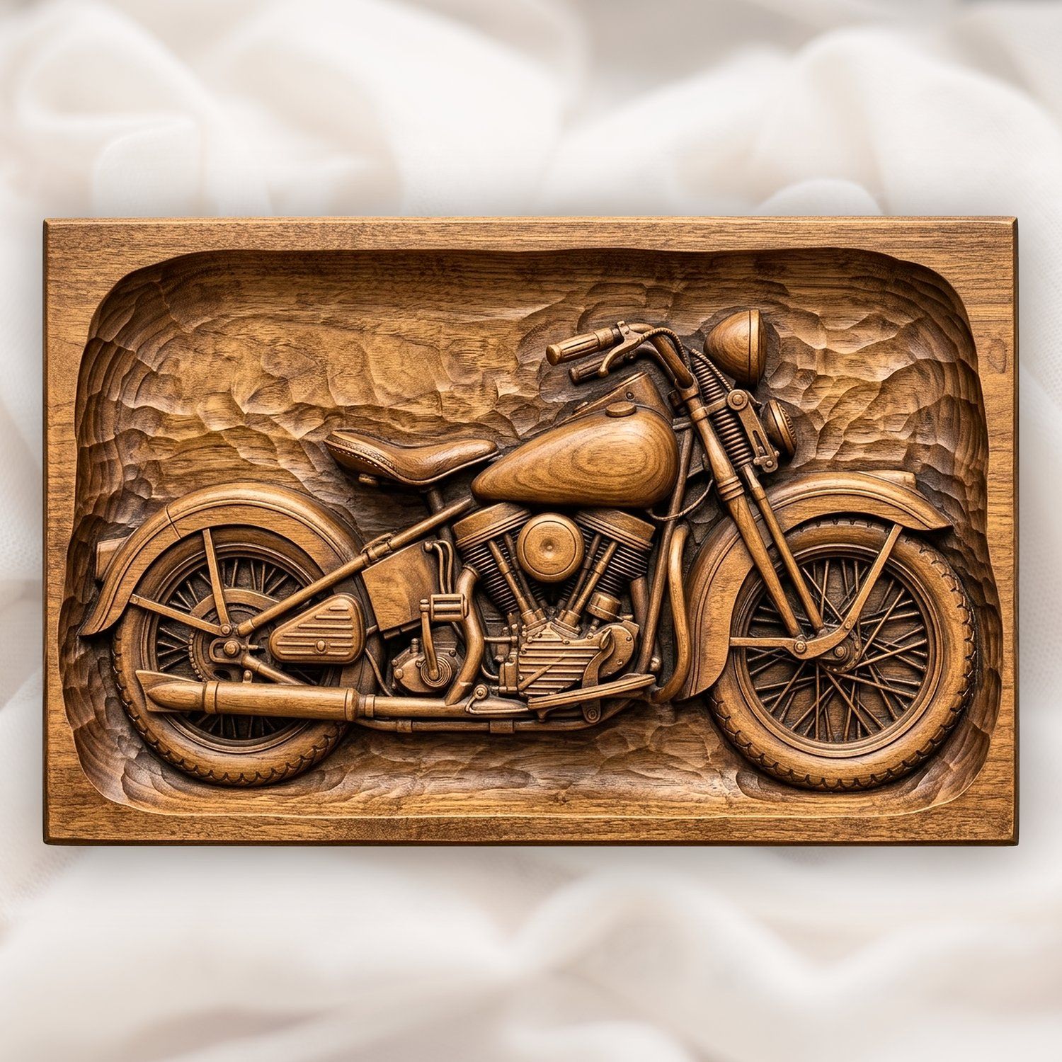 Classic Vintage Motorcycle Wall Art Panel CNC Relief STL bas-relief STL design