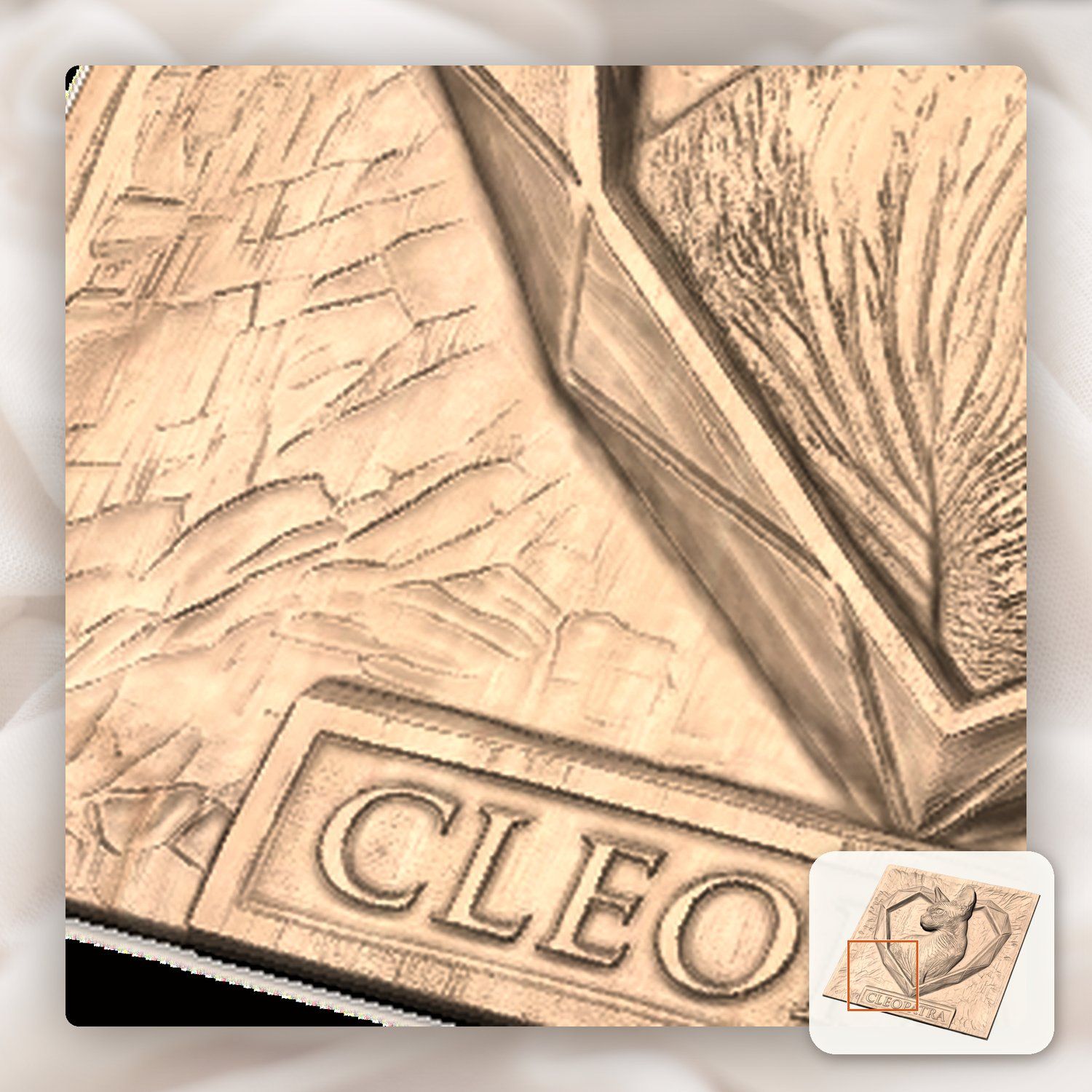 Cleopatra Sphynx Cat Heart Portrait CNC Relief STL bas-relief STL — view 9