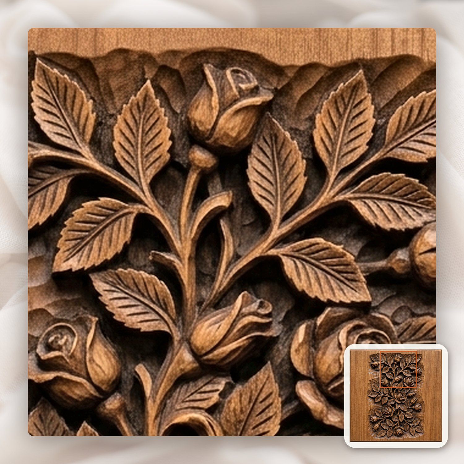 Climbing Roses Garland CNC Relief STL bas-relief STL — view 11