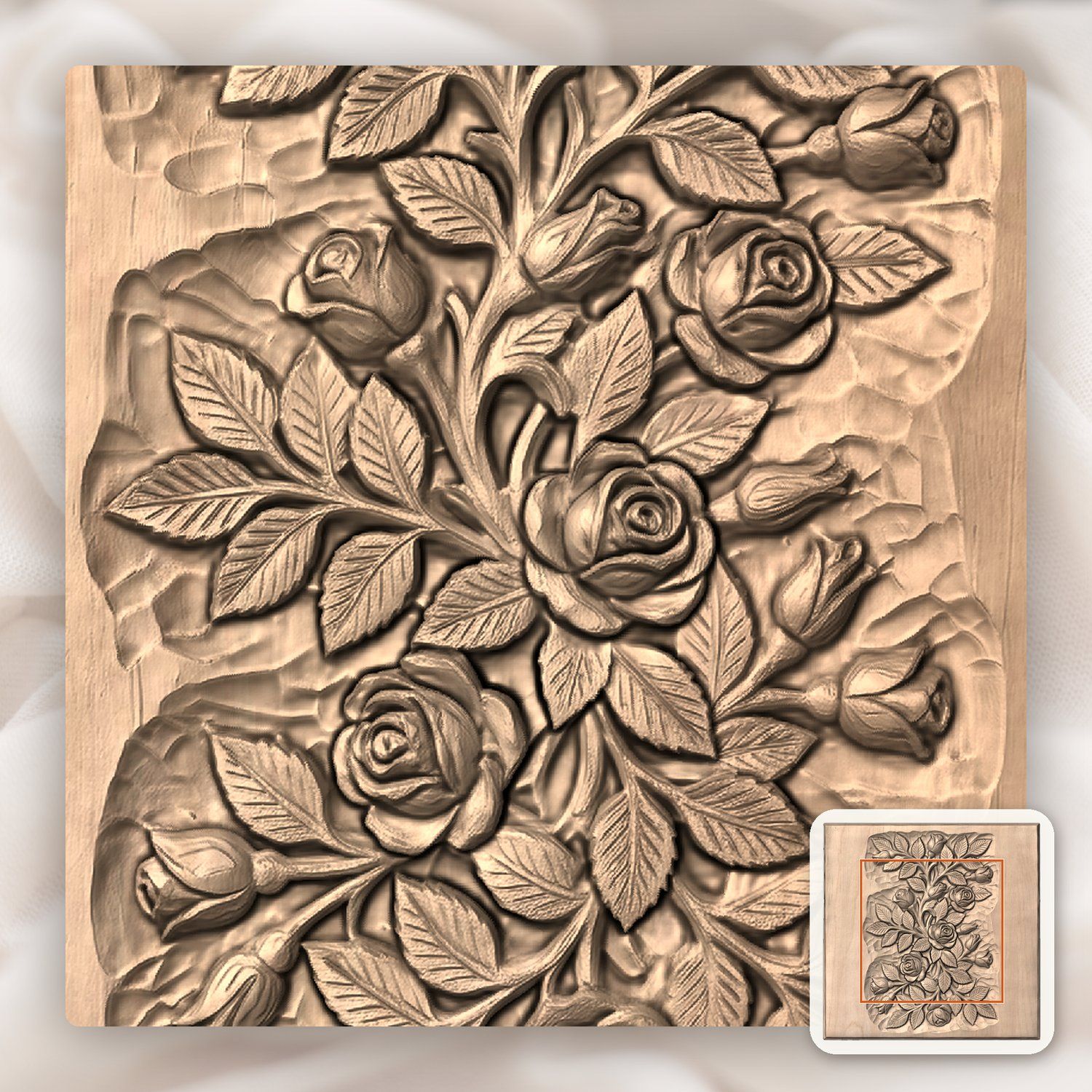 Climbing Roses Garland CNC Relief STL bas-relief STL — view 6