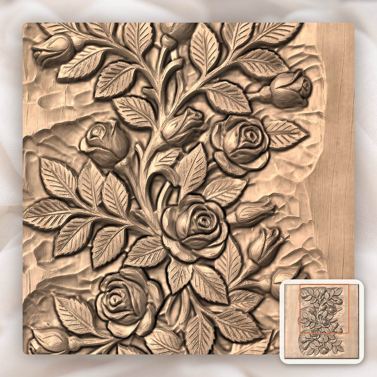 Climbing Roses Garland CNC Relief STL bas-relief STL — view 7