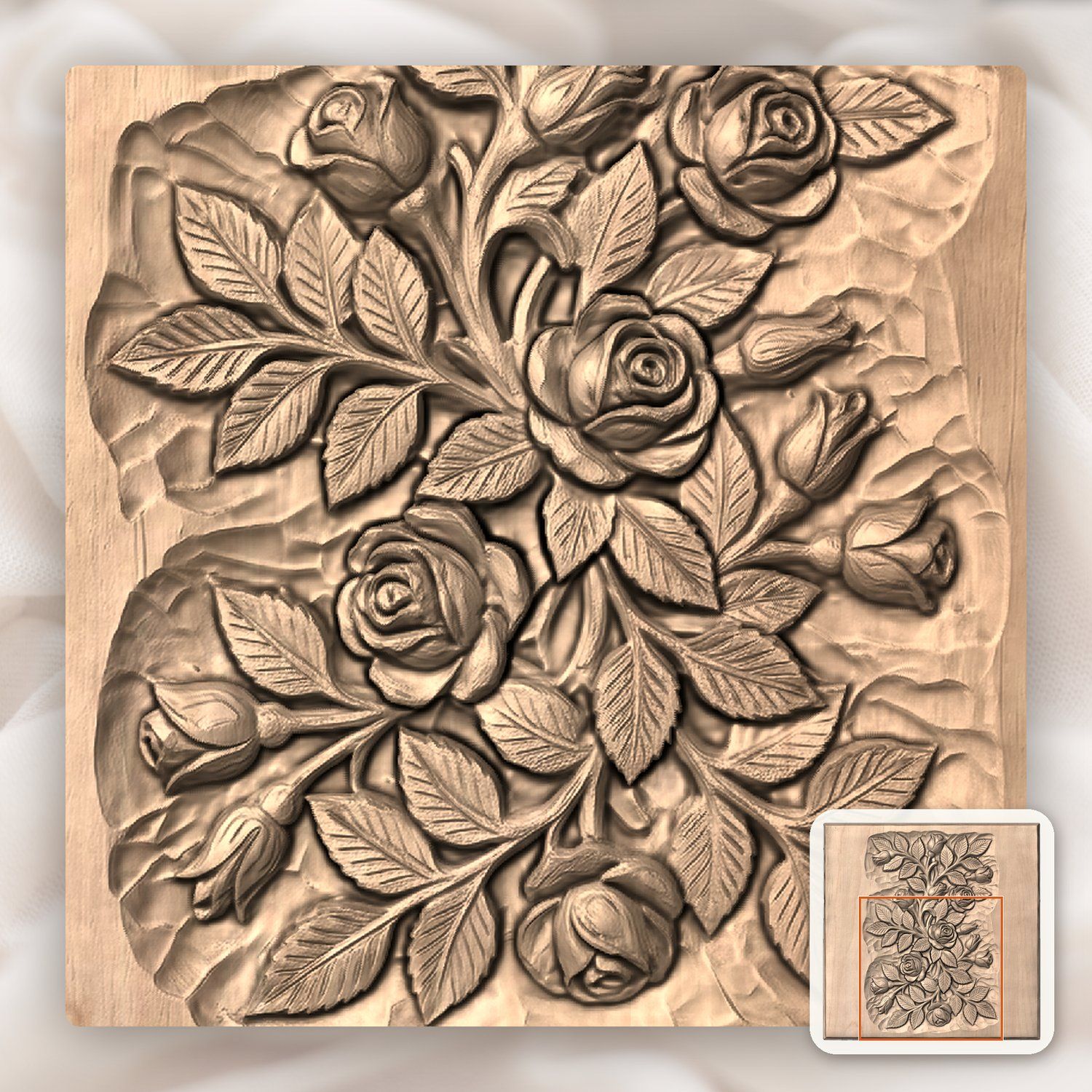 Climbing Roses Garland CNC Relief STL bas-relief STL — view 8