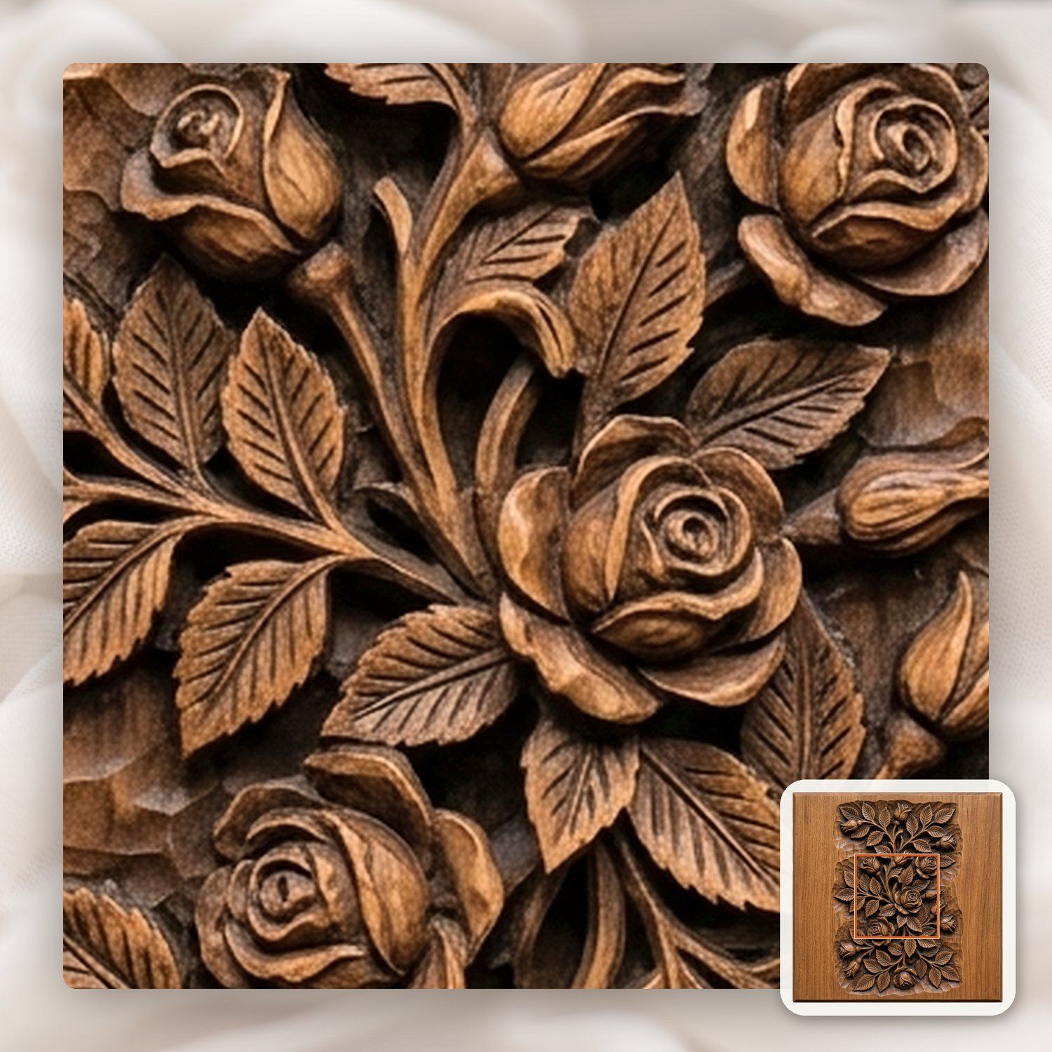 Climbing Roses Garland CNC Relief STL bas-relief STL — view 10