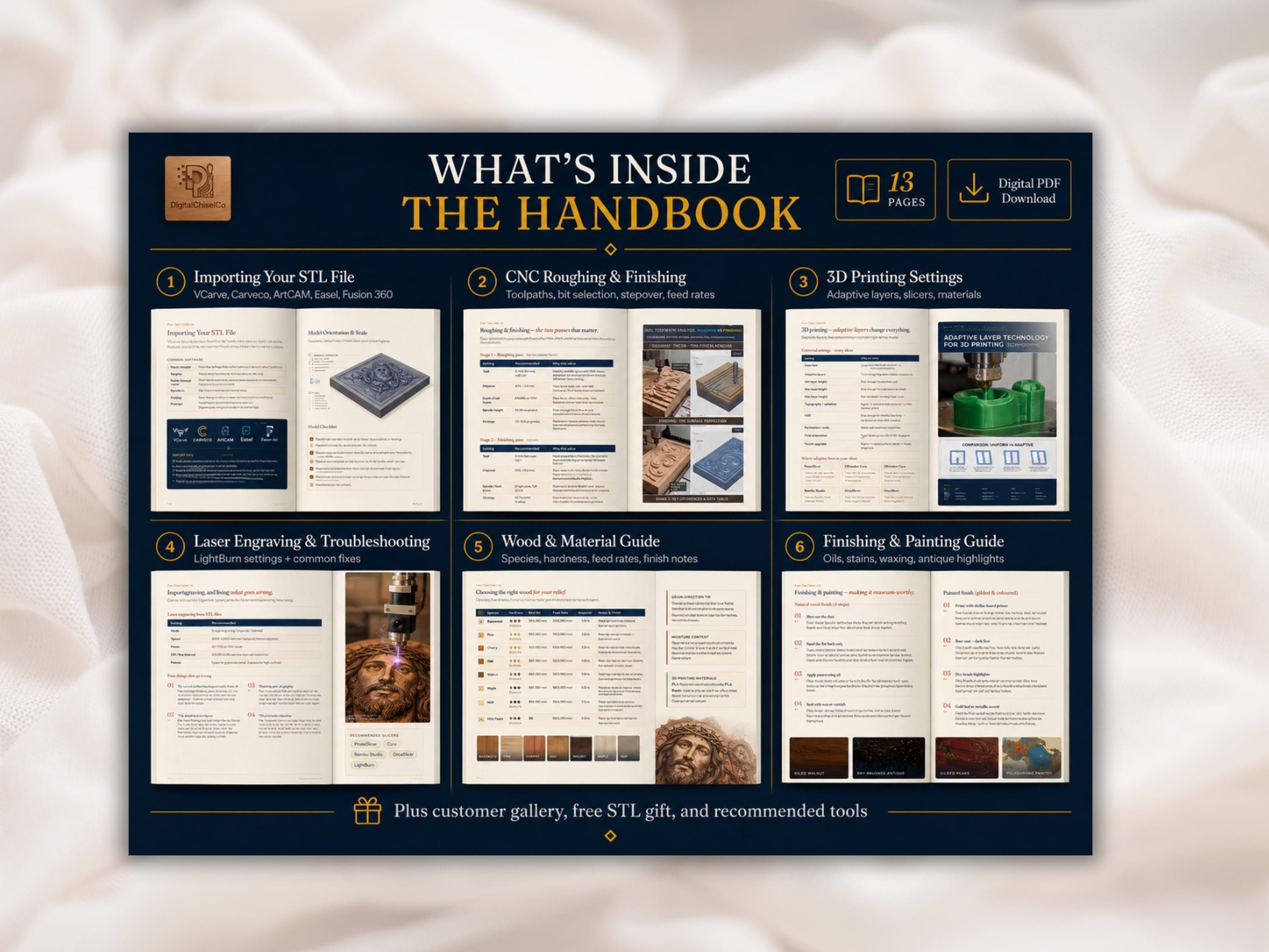 The Carving Handbook: STL Setup Guide for CNC, 3D Print and Laser bas-relief STL — view 3