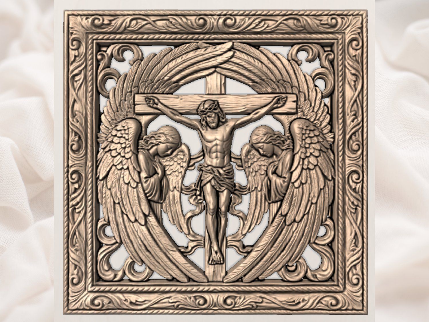 CNC Jesus Cross bas-relief STL — view 3