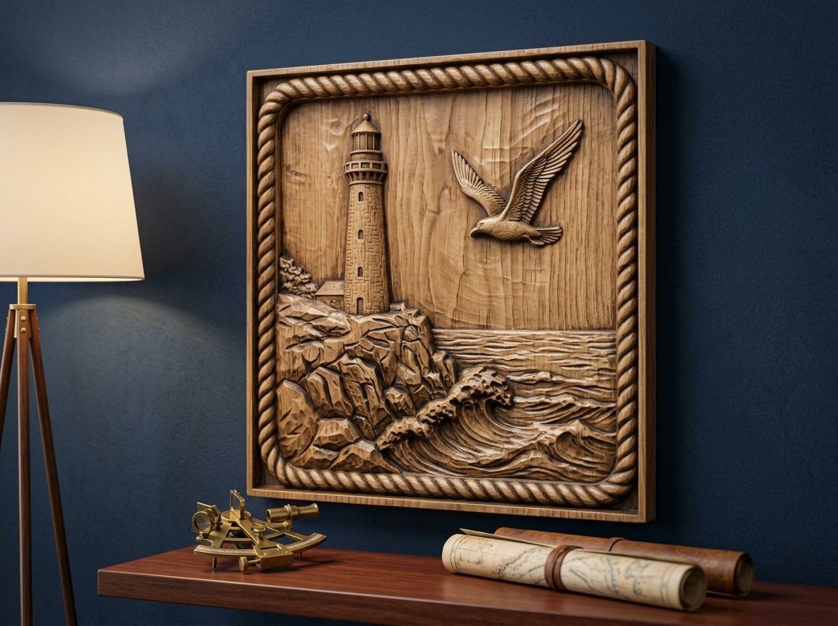 Coastal Lighthouse CNC Relief STL bas-relief STL — view 14
