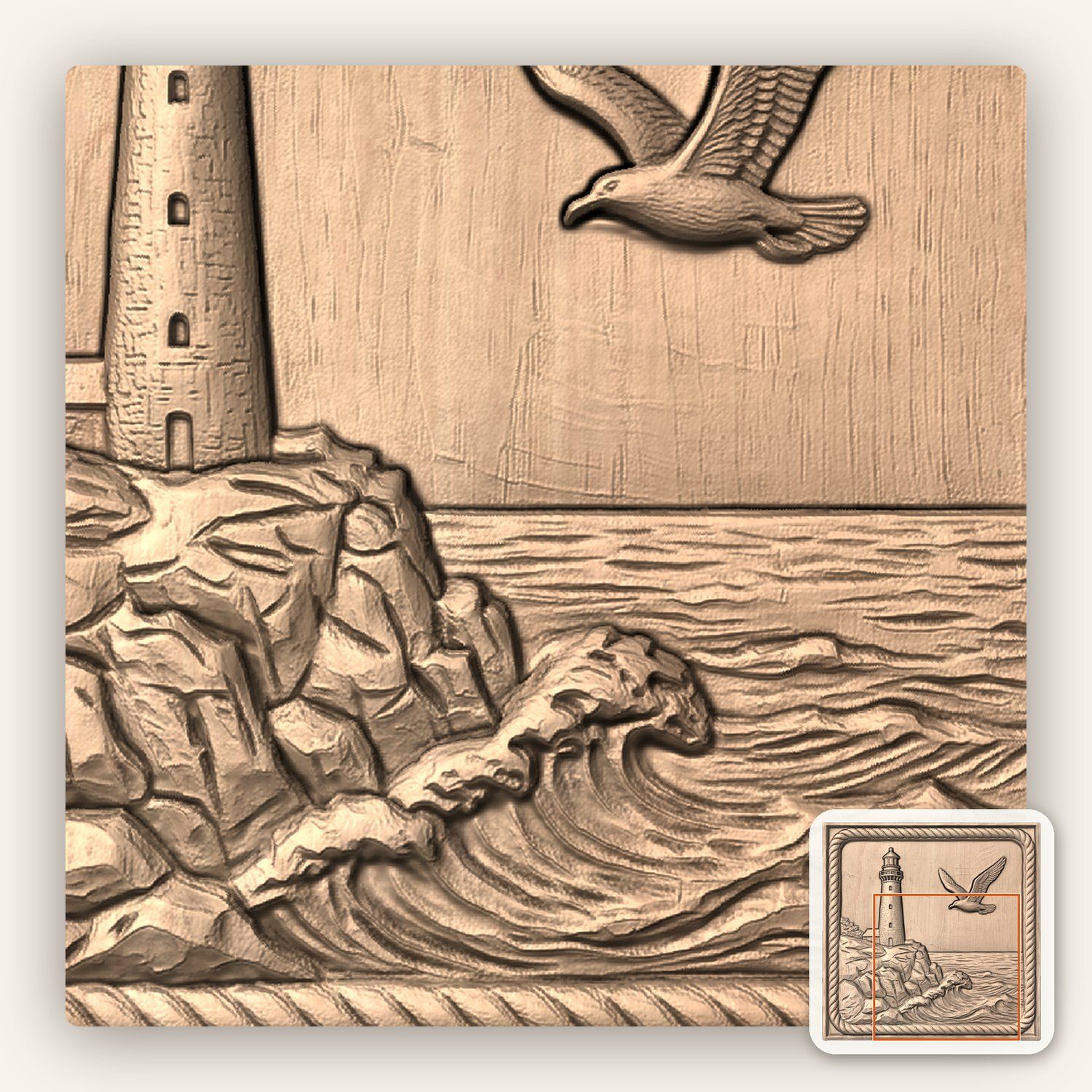 Coastal Lighthouse CNC Relief STL bas-relief STL — view 6