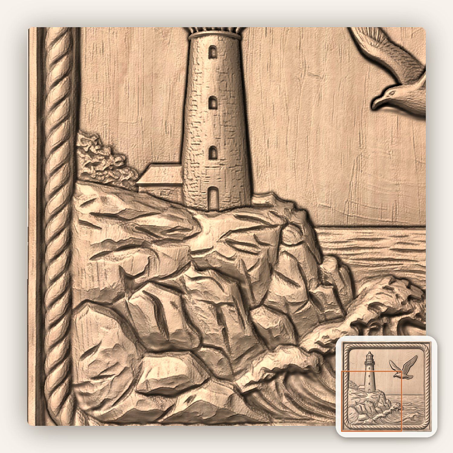 Coastal Lighthouse CNC Relief STL bas-relief STL — view 7